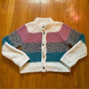 Tea Collection Girl’s XL 12 Striped Knit Cardigan Button up Sweater